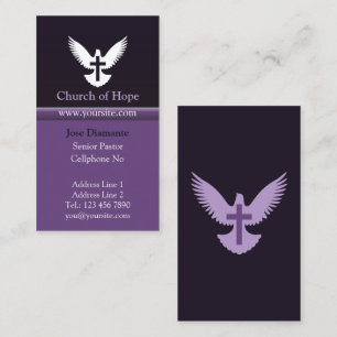 De Visite Dove avec croix foncée violet carte d'église verti