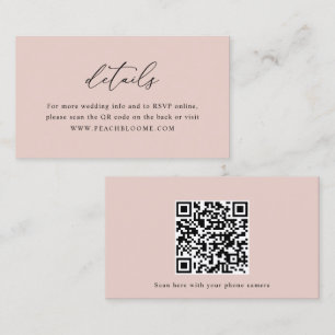 De Visite Dusty Rose Site Web Mariage QR Code Détails Carte