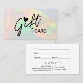 De Visite effacer la carte cadeau opal (Devant / Derrière)