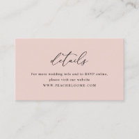 Elegant Dusty Rose Mariage Site Web Détails Carte