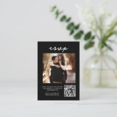 De Visite Élégant noir Qr Code Mariage RSVP Enclôture Carte (Debout devant)