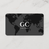 De Visite Élégante carte mondiale professionnelle Black Grey (Devant)