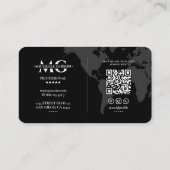 De Visite Élégante carte mondiale professionnelle Black Grey (Dos)