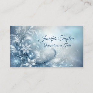 De Visite Élégante carte professionnelle Floral Frost Bleu G