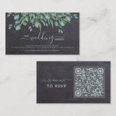 De Visite Eucalyptus QR Code Russe Mariage en ligne carte RS (Devant / Derrière)
