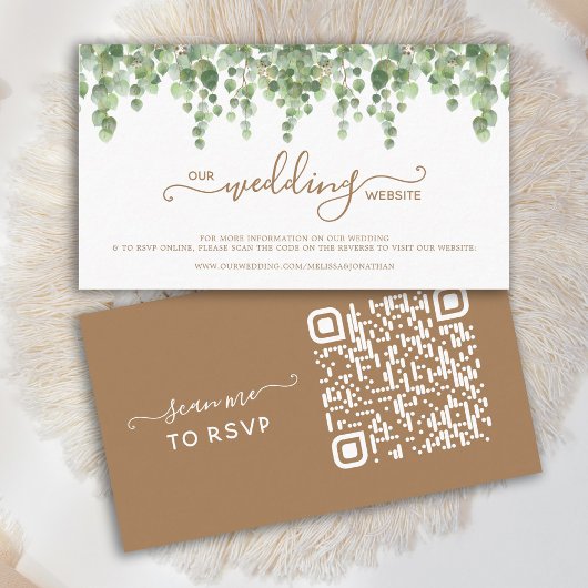 De Visite Eucalyptus QR Code Site Mariage Carte RSVP