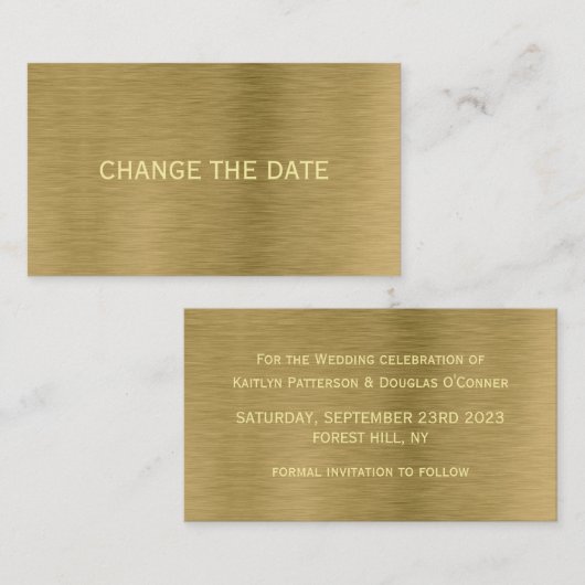 De Visite Faux Gold Metal Texture Modifier La Carte Date (Devant / Derrière)