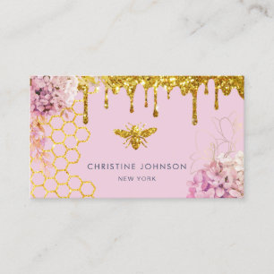 De Visite faux parties scintillant abeille et fleurs Carte d