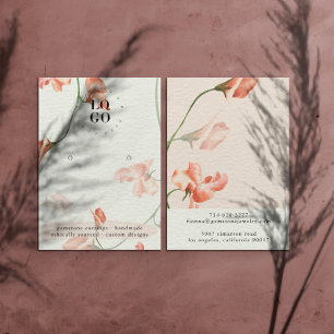 De Visite Fleur sauvage rose pâle   Carte d'affichage à orei