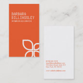 De Visite FLEURS BLANCHES MODERNES OFFSET SUR ORANGE Carte d (Devant / Derrière)