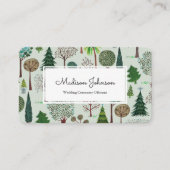 De Visite Forêt d'arbres | Monogramme personnalisé | CARTE D (Devant)