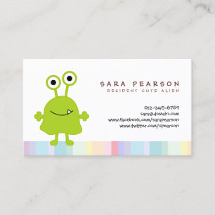 De Visite Funny Titre mignon GreenMonster Alien Carte Nom en