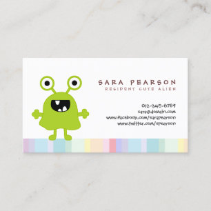 De Visite Funny Titre mignon GreenMonster Alien Carte Nom en