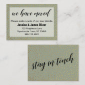 De Visite Gold Confetti & Sage Nous Avons Déménagé Carte Doc (Devant / Derrière)