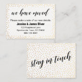 De Visite Gold Confetti & Script Nous Avons Déménagé Carte d (Devant / Derrière)