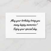 De Visite Infos carte - Message d'anniversaire (Dos)