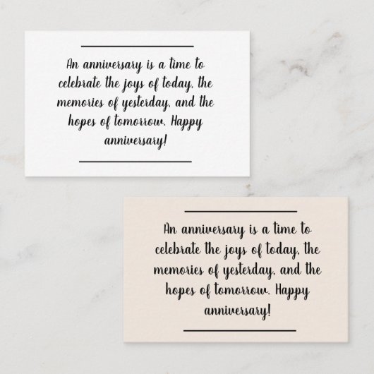 De Visite Infos carte - Voeux d'anniversaire (Devant / Derrière)