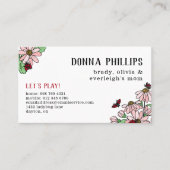 De Visite Ladybugs & Pink Daisy Carte d'appel Maman (Devant)