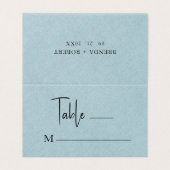 De Visite Linge Bleu Simple Script noir Mariage Carte Place (Extérieur déplié)