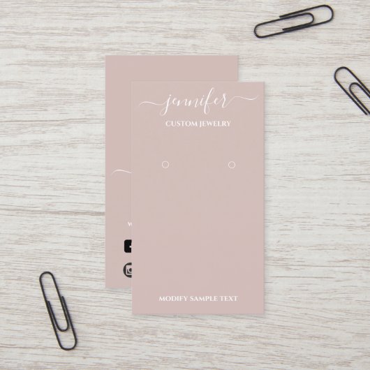 De Visite Logo Carte bijouterie artisanale Rose fumé (Devant/Arrière en situation)