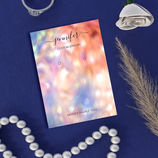 De Visite Logo Carte bijouterie artisanale Rose holographiqu