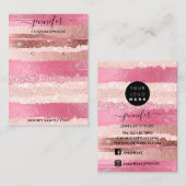De Visite Logo Carte bijoux artisanale rose rayures (Devant / Derrière)