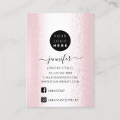 De Visite Logo Carte bijoux artisanale Rose rose (Dos)