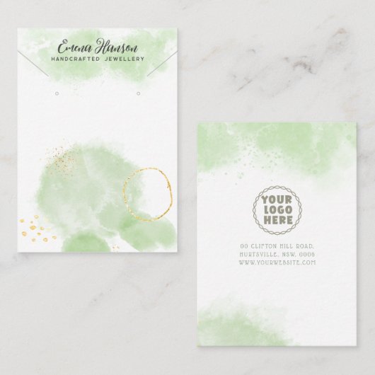 De Visite Logo Collier Boucles d'oreilles or Abstrait Carte  (Devant / Derrière)