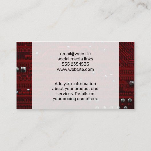 De Visite Logo du réseau cloud | Code binaire | Carte mère (Dos)