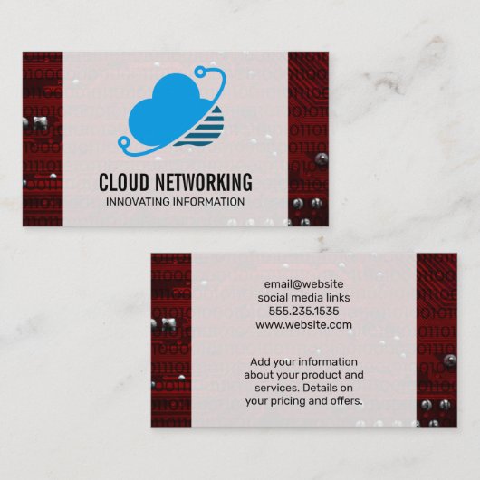 De Visite Logo du réseau cloud | Code binaire | Carte mère (Devant / Derrière)