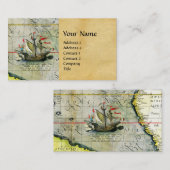 De Visite Magellans navire Victoria, Antique Carte Océan Pac (Devant / Derrière)