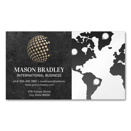 De Visite Magnétique Globe géométrique | Carte du monde (devant)