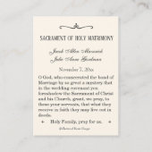 De Visite Mariage catholique marié Favoriser la Carte Sainte (Dos)