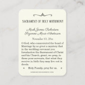 De Visite Mariage catholique traditionnel Favoriser la Carte (Dos)