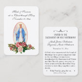 De Visite Mariage catholique Vierge Marie Religieuse Carte S (Devant / Derrière)