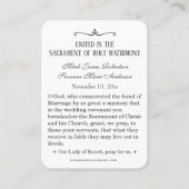 De Visite Mariage catholique Vierge Marie Religieuse Carte S (Dos)