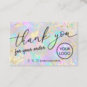 De Visite merci faux parties scintillant opal texture carte 
