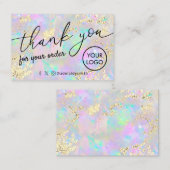 De Visite merci faux parties scintillant opal texture carte  (Devant / Derrière)