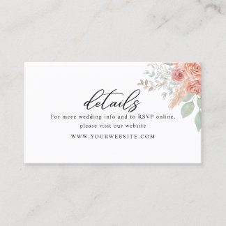 De Visite Mini Boho Floral Mariage détails mariage Carte