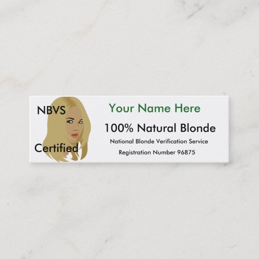 De Visite Mini Carte blonde d'identification (Devant)