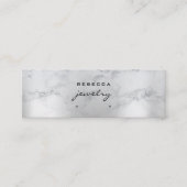 De Visite Mini Carte d'affichage Silver Minimal Marble Script (Devant)
