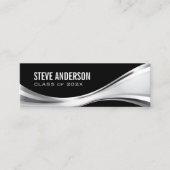 De Visite Mini Carte d'insertion moderne Black Silver Metallic Gr (Devant)