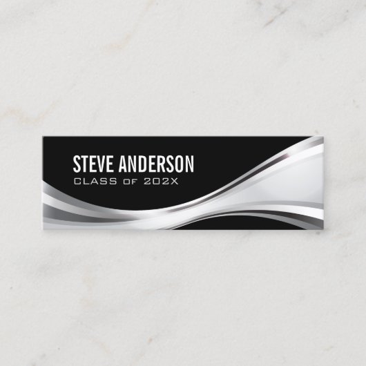 De Visite Mini Carte d'insertion moderne Black Silver Metallic Gr (Devant)