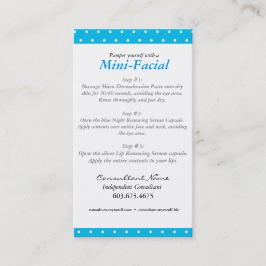 De Visite Mini carte d'instruction faciale (Devant)