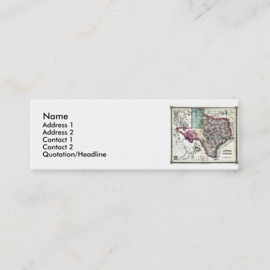 De Visite Mini Carte du Texas et drapeau d'état (Devant)