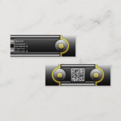 De Visite Mini Carte Faux Hi Tech Metallic Skinny avec code QR (Devant / Derrière)