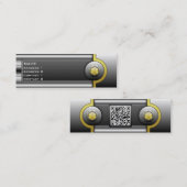 De Visite Mini Carte Faux Hi Tech Metallic Skinny avec code QR (Devant / Derrière)
