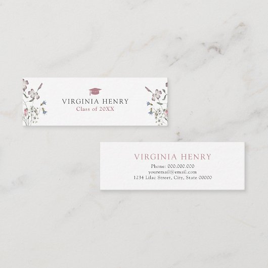 De Visite Mini Carte Pastel Fleur sauvage Graduate Name
