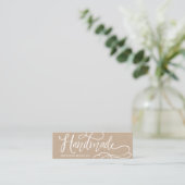 De Visite Mini Carte produit artisanal en script blanc kraft (Debout devant)