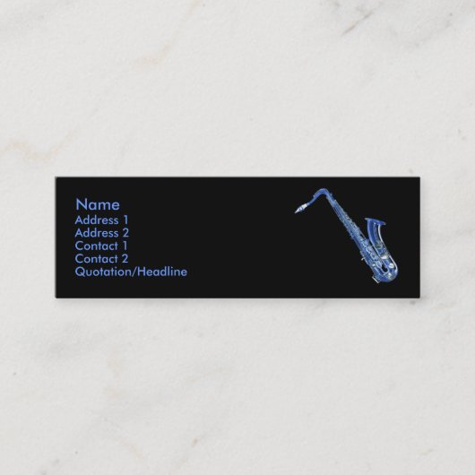De Visite Mini Carte profil bleu saxophone (Devant)